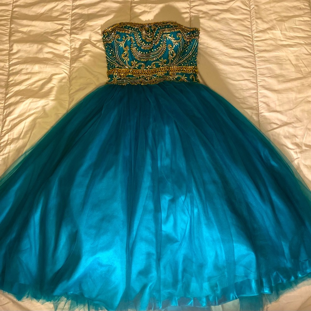 Beautiful beaded dark blue gown